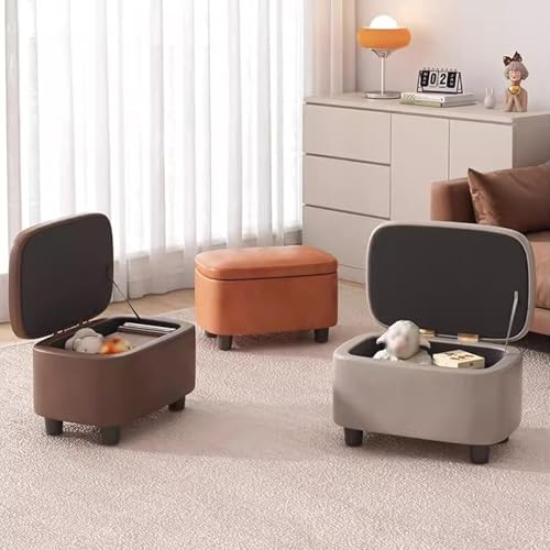 Tabouret de rangement en bois et pouf coffre jouets cuir - 5