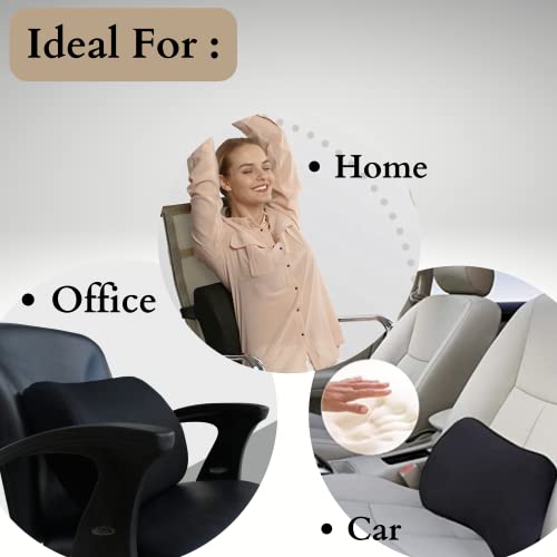 Image of Royalkart Ergonomic Lumbar Support Pillow for Back Pain Relief -100% Memory Foam Back Cushion for Office, Car & Gaming Chair - Posture Correcting Design with Breathable Mesh