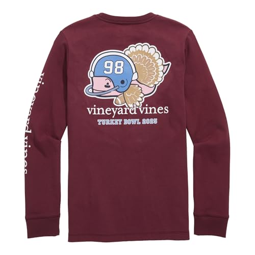 vineyard vines Boys' Football Turkey Whale Long-Sleeve Pocket Tee