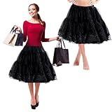 Malco Modes Zooey Knee Length Women's Chiffon Petticoat Slip with Lace Bottom for a Soft Minimal Increase in Skirt Volume,Black,Medium