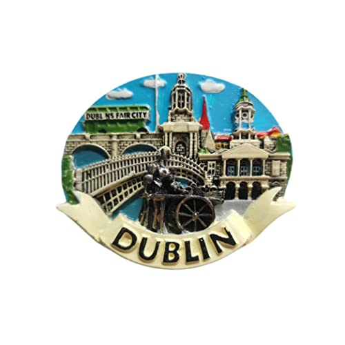 3D Dublino Irlanda magnete frigorifero souvenir regalo, resina fatta a mano Dublino frigorifero magnete casa e cucina decorazione collezione