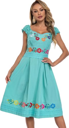 Image of Women's Mexican Dress Embroidered Causal Lace Party Dress