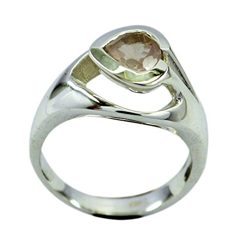 Bague Rose Quartz poire en argent sterling, le cadeau d'anniversaire idéal