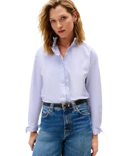 [トミーヒルフィガー] ポプリンラッフルシャツ WW46848 36inch ブルー0X7