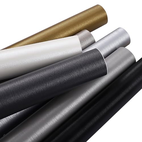 Carta da Parati Metallizzata Rimovibile 300CM (9.84FT) - Adesivo Autoadesivo per Superfici Metalliche, Cucina, Mobili, Frigorifero e Porte dell'Ascensore - Fac(Size:40CM,Color:spazzolato grigio scuro)