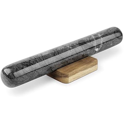 Flexzion French Rolling Pin with Wooden Base Holder Stand Cover