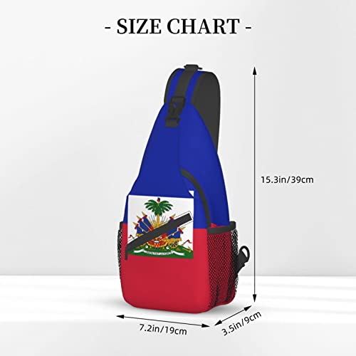 Mochila tipo bandolera unisex con bandera de Haití miniatura 4