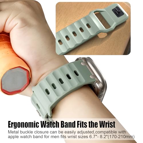 Image of Compatible with Apple Watch Strap Ultra2 /Ultra 49mm Series 10 /9 /8 /7 /6 /5 /4 /SE Soft Silicone Sport Strap Rugged iwatch Band 45mm 44mm 46mm with Stainless Steel Adapter for Men Women
