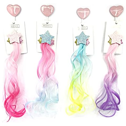 Irtyif Hair Extensions Clip in, Clip in Ponytail Hair Extensions, set of 4 Pentagram Shape, for Girls Hair Decor Festival Party Daily (Four Colors) Cover