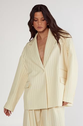 Women's Butter Pinstripe Tailored Blazer4
