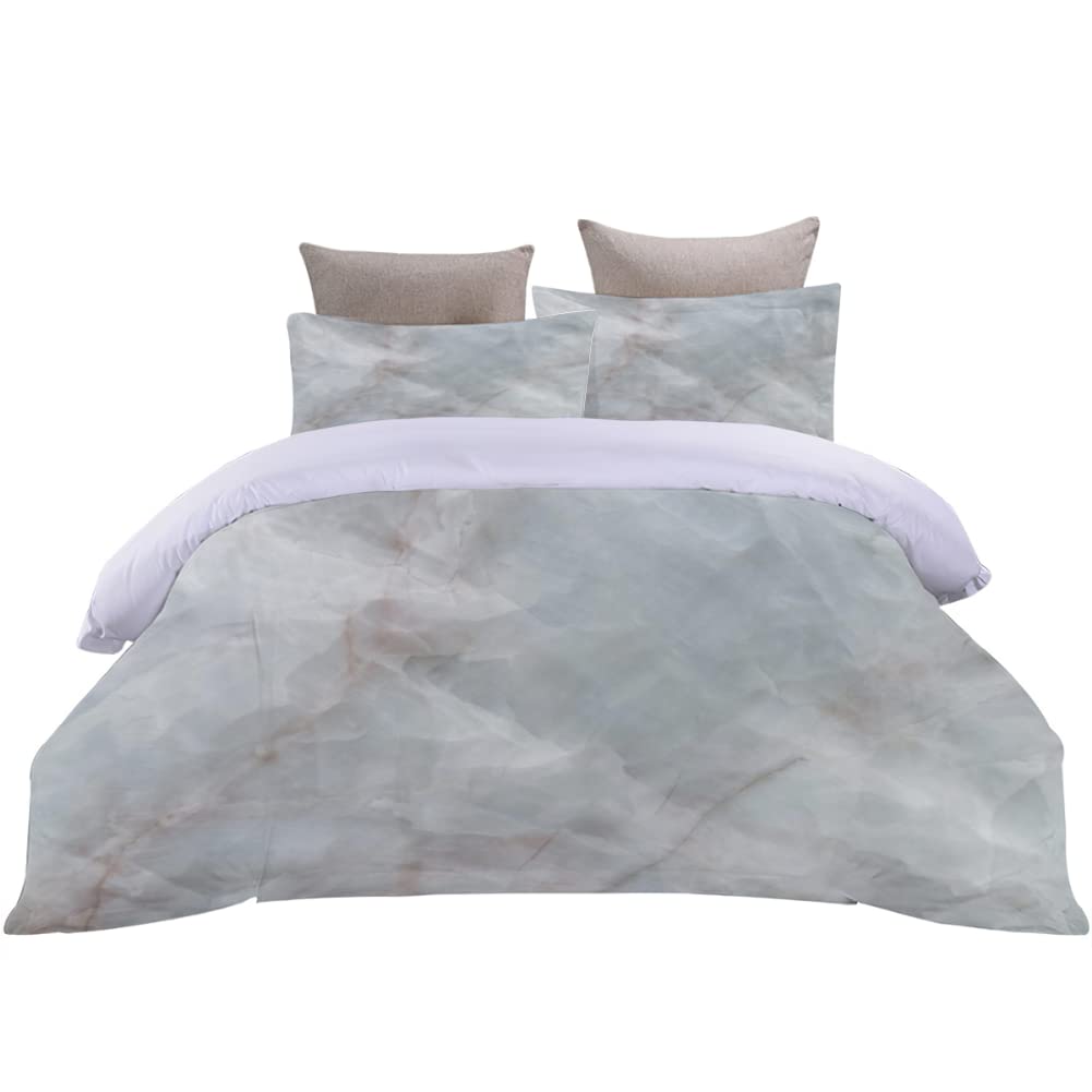 Ccfqiangtie Marble Texture Modern Minimalist Stone Pattern,Duvet Cover Set Double Super King Size 3D Printed,Bedding Set 3PCS Quilt Cover,Soft Microfiber Comforter Cover With Zipper/260x220cm