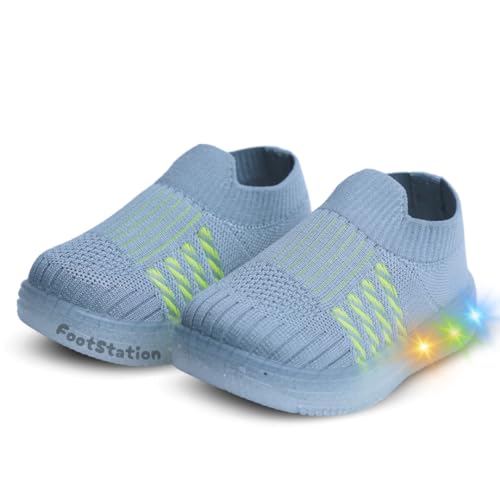 Image of Jugnu Toddler Boy's & Girl's LED Light-Up Shoes | Breathable Mesh First Walking Shoes with Soft Cushioned Insole & Stretchable Slipon Shoe for Infants & Kids (Age 18 Months to 5 Years)