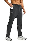 G Gradual Men's Fleece Lined Winter Pants with 3 Zipper Pockets Warm Athletic Joggers Workout Running Sweatpants for Men(Dark Grey,L)