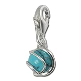 SilberDream Charm turquoise ball in silvercage925 Sterling Silver Pendant Lobster Clasp FC250T