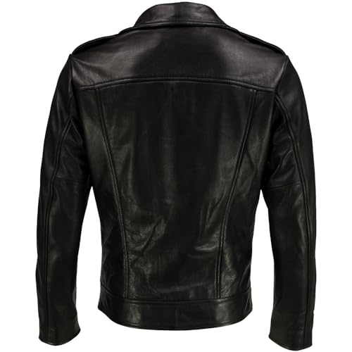 DECIMAL Men's Black Genuine Lambskin Leather Biker Jacket VINTAGE REAL BROWN MOTORCYCLE JACKETS FOR MEN (US, Alpha, X-Large, Regular, Regular, BLACK R)2