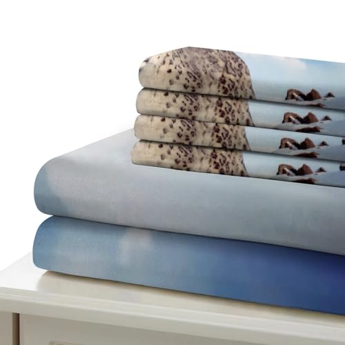 Linge de lit léopard des neiges effet 3D relief avec microfibre premium