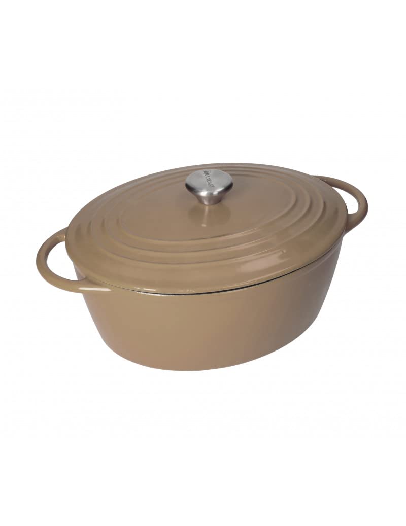 Cocotte ovale taupe fonte émaillée capacité 5 l