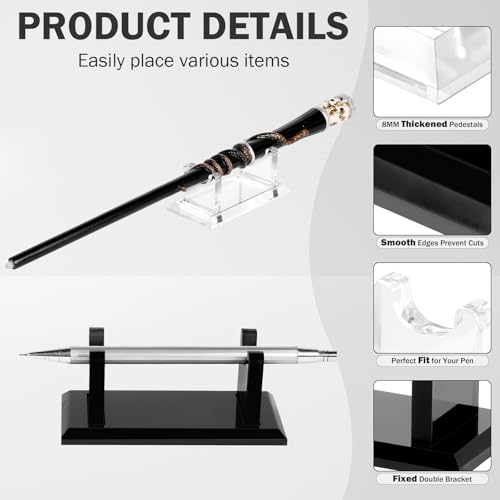 4 PCS Acrylic Pen Display Stand, Fountain Pen Holder Rack, Ballpoint Pen & Paintbrush Organizer for Home, Office, School, or Store, Black & Transparent - Image 4