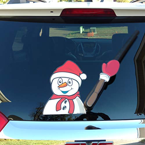 WiperTags Chilly The Waving Snowman Winter with Decal attaches to Rear Vehicle...