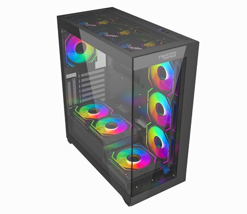Twisted Minds Quantum Mid Tempered Glass Mid Tower Gaming Case, Computer Case for PC,Front & Rear 12CM ARGB fans with Dust Filter, USB 3.0, Type C - Sync with Motherboard-Black