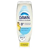 Dawn Free & Clear EZ-Squeeze Dish Soap Liquid, Dishwashing Liquid, Grease Removal, Upside Down Bottle, Unscented, 24.3 Fl Oz