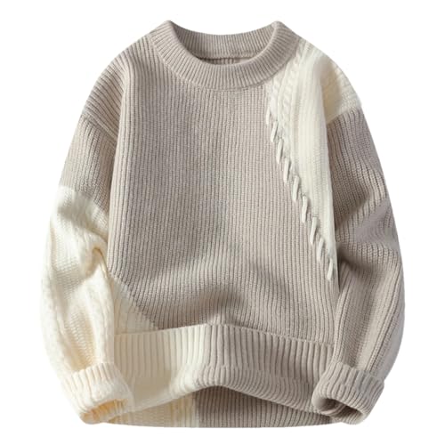 Mens Stripe Graphic Sweaters Crew Neck Loose Knittwear Thick Warm Pullovers Sweater Jumper