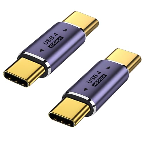 AreMe 2 Pack USB C Male to Male Adapter, USB Type C Coupler Extender Support 100W, 40Gbps, 8K@60Hz for Thunderbolt 4/3, MacBook Pro/Air, Laptop, Phones and More Type C Devices (Purple) by AreMe - Used condition - US$6.49