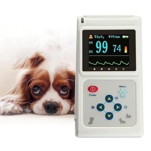 Oxímetro de pulso portátil for mascotas, ideal for perros y gatos: monitor de oxígeno con monitorización de frecuencia cardíaca y SpO2, monitor veterinario de saturación de oxígeno for animales pequeñ