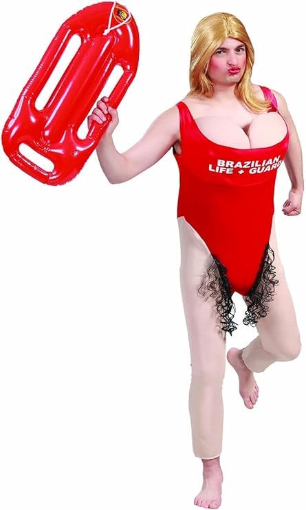 ZZ DISFRAZZES | Disfraz Vigilante de la Playa Hombre - Kit Disfraz para adultos de Socorrista con Salvavidas, Disfraz Despedida de Soltero
