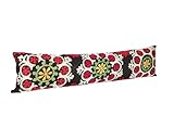 Kilimwarehouse King Size Suzani Pillow Cover 12x47 inch Handmade Lumbar Oriental Silk Pillow Bedding Organic Oblong Accent Cushion Cover Huge Twin Extra Long Pillow