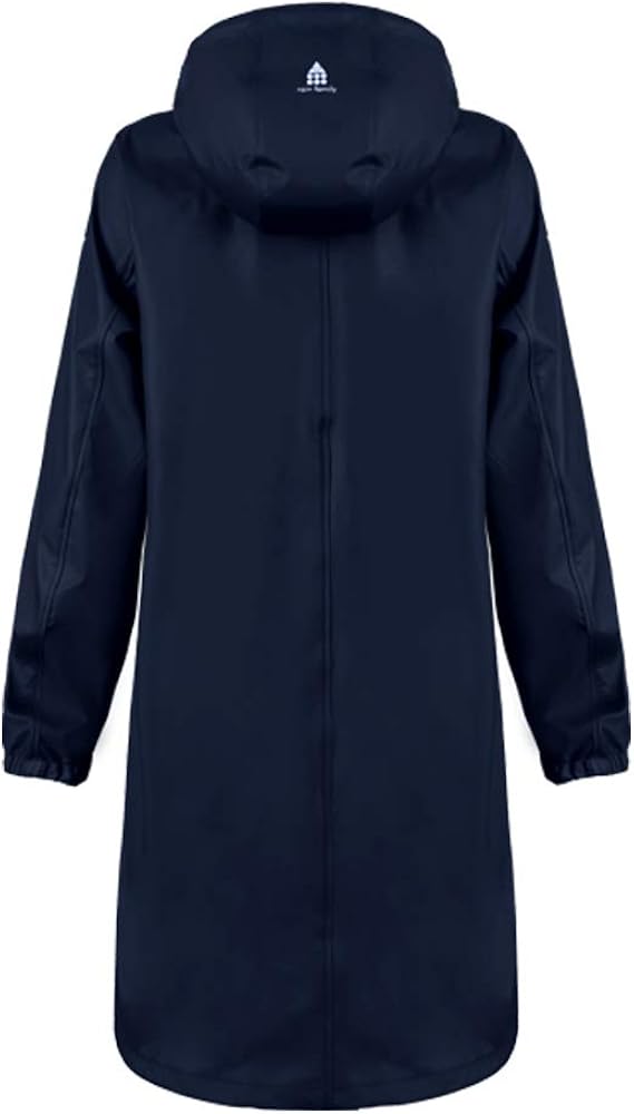 Veste de Pluie Femme Manteau Imperméable à Capuche Zippé Parka Mi Longue Imperméable PU Veste Softshell Coupe Vent avec Poches Décontracté Slim Fit