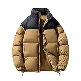 Genérico Plumas Hombre Cazadora Invierno Termica Chaqueta Ligero Acolchada Casual Abrigo De Plumón con Cremallera y Bolsillos Elegante Plumiferos Hombre Running Amarillo Tierra XXL