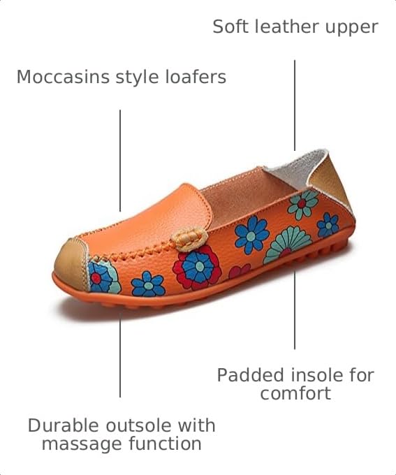 Image of VenusCelia Women's Floral Comfort Walking Flat Loafer