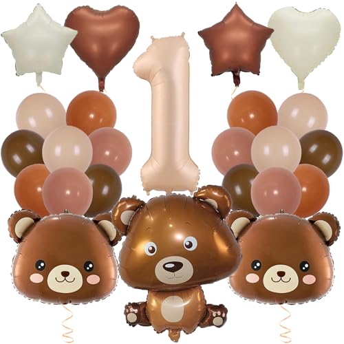 EKKONG Ballon Animaux, Nounours Ballons Anniversaire 24 Pièces Ours Decoration Fête pour 1/2/3 Ans Décoration de Baby Shower Anniversaire Enfant (1)