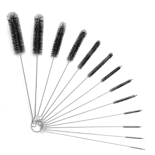 NIUQIGE Set de Cepillo para Botellas y Limpiador de Tubos - Cepillo de Limpieza para Cafeteras Automáticas, 13 Cepillos de Nylon para Tubos de Leche, Teteras y Boquillas