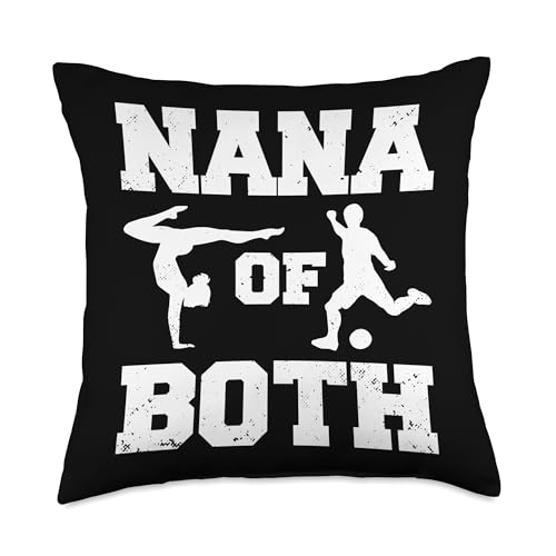 Nana Of Both Funny Soccer and Gymnastics Nana Throw Pillow