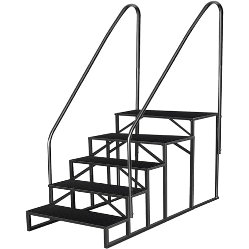 Escalera de 5 pasos con barandilla lateral para uso exterior miniatura 1
