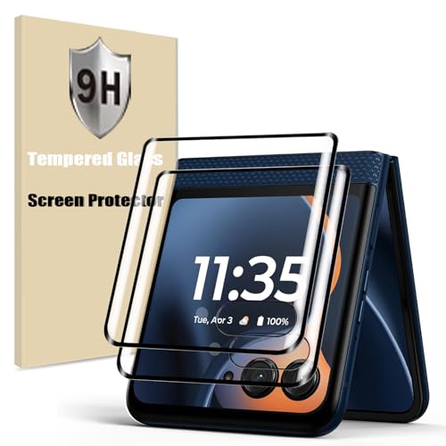 AFENGBOX 2 Pack for Motorola Razr 2026/2025/2024 Front Screen Protector 3D Curved Tempered Glass Screen Cover Anti Scratch Bubble Free Screen Protector for Moto Razr 2026/2025/2024 Clear