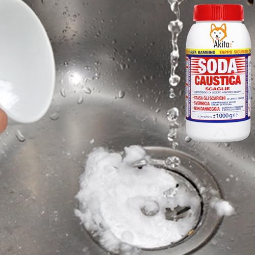 Akitaink Soda Caustica A Scaglie Per Uso Industriale E Domestico, Per Sverniciare Sturare, Sturatutto, Disincrostante, Sverniciatore, Disgorgante Scarichi E Water, Pulizia Botti E Cisterne (4) - 3