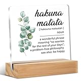 Inspirational Motivational Gifts for Women Men, Encouragement Gifts for Women Men, Hakuna Matata Definition Acrylic Sign Keepsake