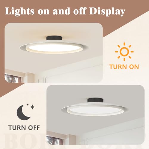 Image of BOKT Modern Round LED Close to Ceiling Light 15.7 inch White Semi Flush Mount Ceiling Light Hallway Closet Light Fixtures Dimmable Circle Ceiling Lamp for Kitchen Living Room