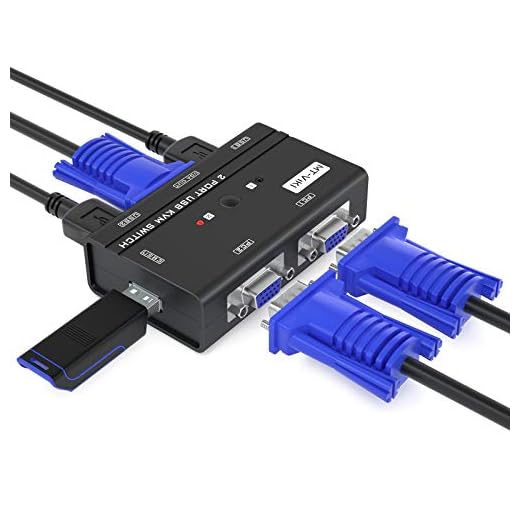 VGA KVM Switch, MT-VIKI 2 Port USB VGA KVM Switch for 2 Computers Share 1 Monitor Keyboard Mouse Printer, 2 KVM Cables