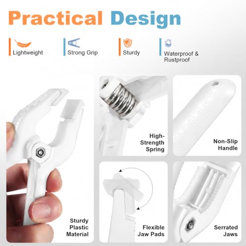 Image of 10 Pcs Spring Clamps, PureGuard 4.5 Inch Plastic Balloon Arch Clips Clamps Heavy Duty for Arch Backdrop Stand Woodworking Photography Crafts Decoration, White