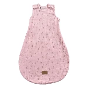 Babyslaapzak Ezel Emmi Girl Flora rose van mousseline met jerseyvoering voor pasgeborenen maat 50/56, zachtroze, TOG 0,50