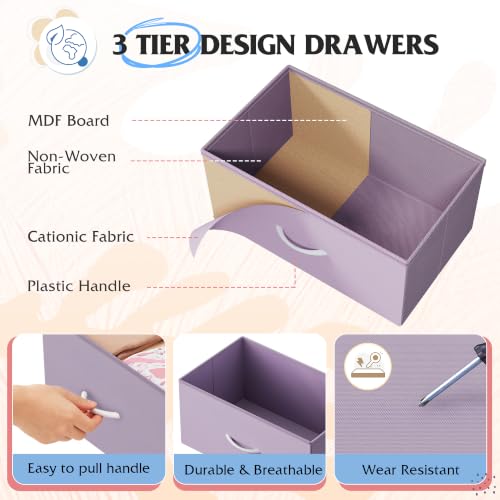 WLIVE 8 Drawer Fabric Dresser for Bedroom, Tall Storage Tower, Purple by WLIVE - Used condition - Image 5
