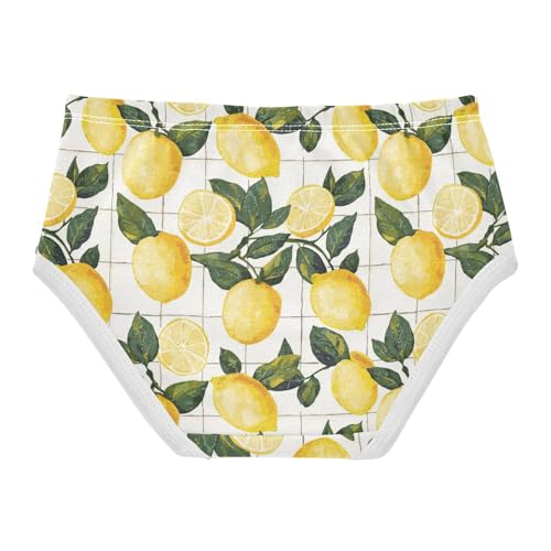 ZZKKO Watercolor Lemons with Grid Girls Underwear Toddler Panties for Girls Comfort Brief Size 2T-8Y2