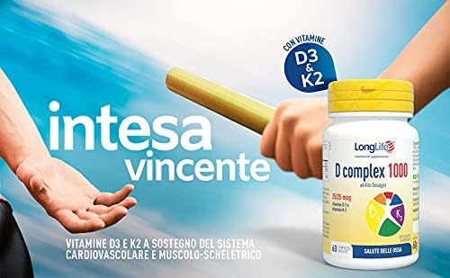 D Complex 1000 LongLife | Integratore di Vitamina D3 e K2 naturale | Salute  ossea, Sistema immunitario e funzione muscolare | 60 cpr | Doping Free,  Gluten Free \u0026 Vegetarian : Amazon.it: Salute e cura della persona