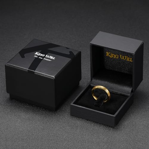 Image of King Will Tungsten Carbide Wedding Band for Men Women-4 /6 /8mm Width 14K Gold Plated Tungsten Wedding Ring Matte Brushed & High Polished Style Comfort Fit Wedding Band Size 6-14