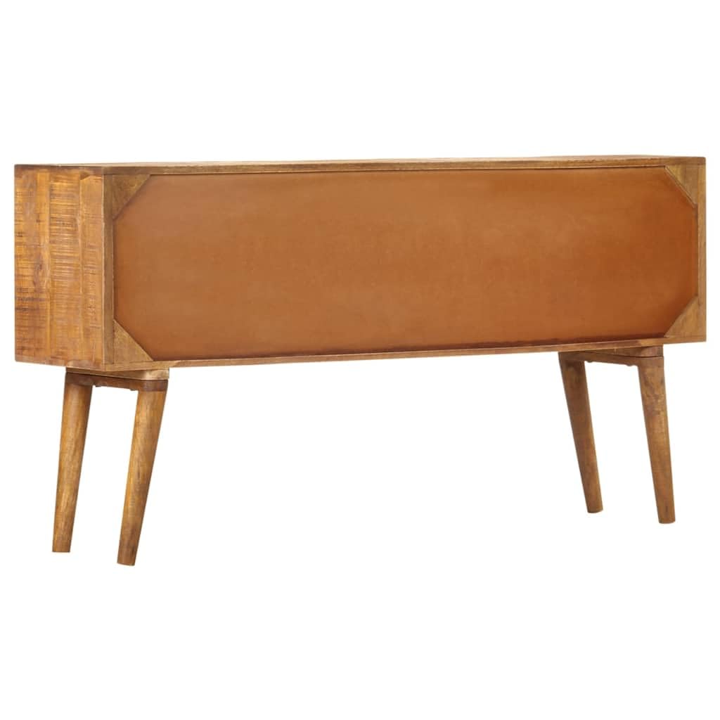 Armoire d'appoint avec tiroirs en bois massif : élégant buffet au design du milieu du siècle en bois de manguier avec façades de tiroirs décoratives et beaucoup d'espace de rangement