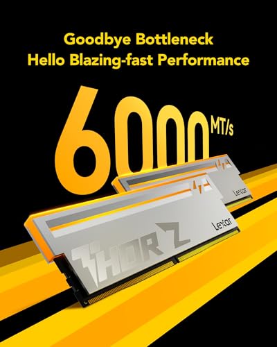 Lexar THOR Z Series RGB DDR5 RAM 32GB Kit (2x16GB) 6000 MHz, DRAM 288-Pin UDIMM Desktop, PC High-Performance Gaming Computer Memory for Intel XMP 3.0/AMD EXPO, PMIC/On-die ECC/1.35V Silver